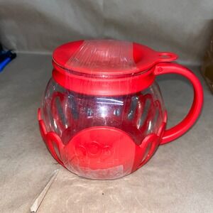 Ecolution Micro-Pop Glass Microwave Popcorn Popper 1.5 Quart Red